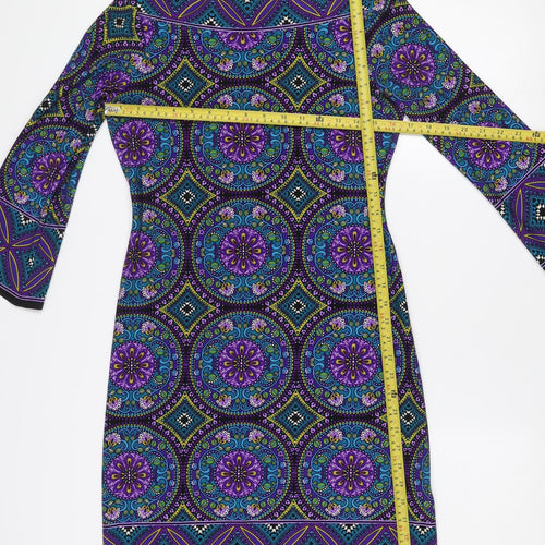 Wallis Petite Women’s Multicoloured Geometric Jersey Shift Dress Size 8