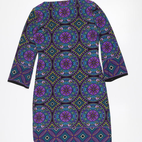 Wallis Petite Women’s Multicoloured Geometric Jersey Shift Dress Size 8