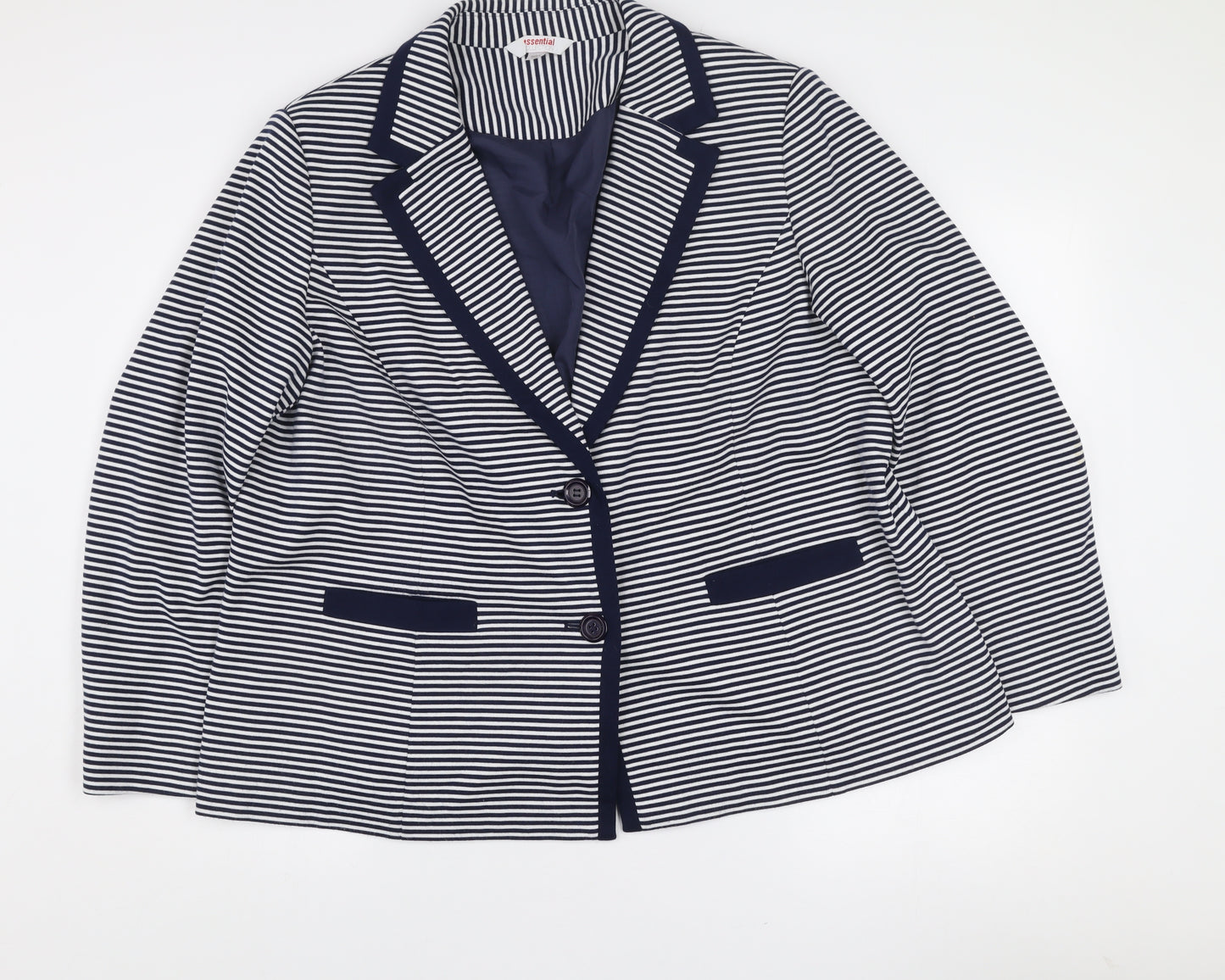 Essential Collection Women's Navy Stripe Blazer UK 22 Classic Fit Lined