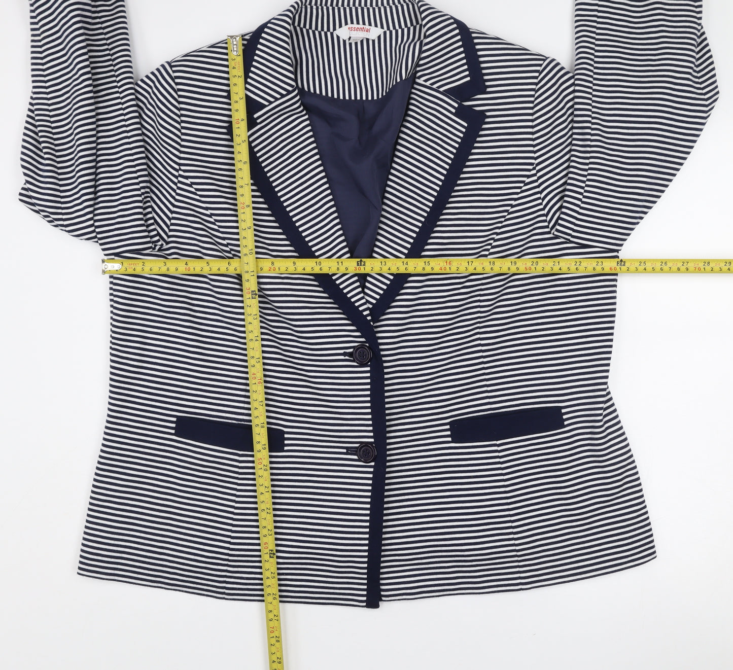 Essential Collection Women's Navy Stripe Blazer UK 22 Classic Fit Lined