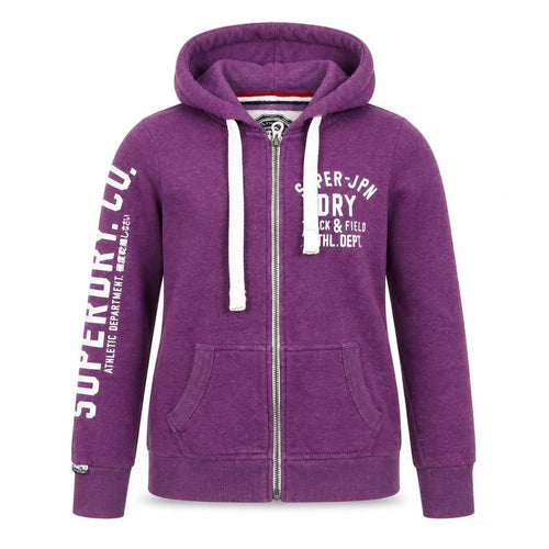 Superdry Women Purple Hooded Full Zip Logo Jacket Size S