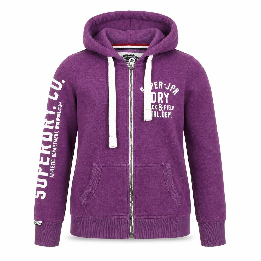 Superdry Women Purple Hooded Full Zip Logo Jacket Size S