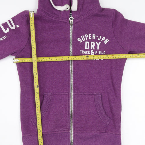Superdry Women Purple Hooded Full Zip Logo Jacket Size S