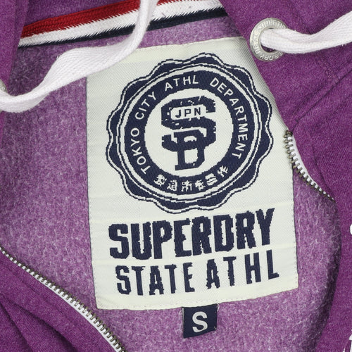 Superdry Women Purple Hooded Full Zip Logo Jacket Size S