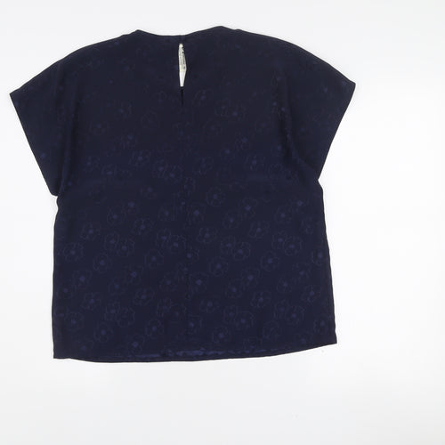 Fink Modell Women Blue Floral Embroidered Blouse Size 14