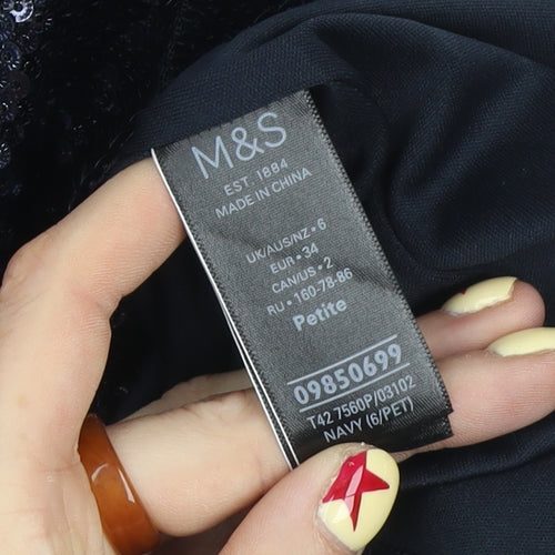 Marks and Spencer Women’s Petite Navy Sequin Bodycon Dress Size 6