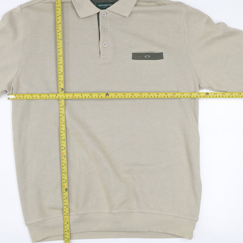 Greenwoods Mens Beige XL Collared Henley Cotton Blend Jumper