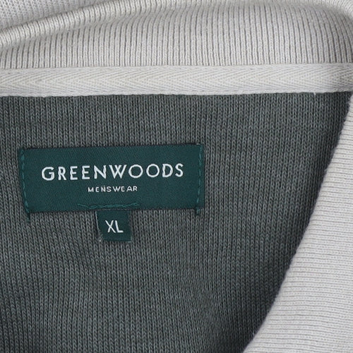 Greenwoods Mens Beige XL Collared Henley Cotton Blend Jumper