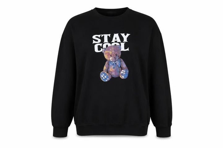 Missguided Women Black UK 10 Pullover Sweatshirt Stay Cool Teddy Graphic