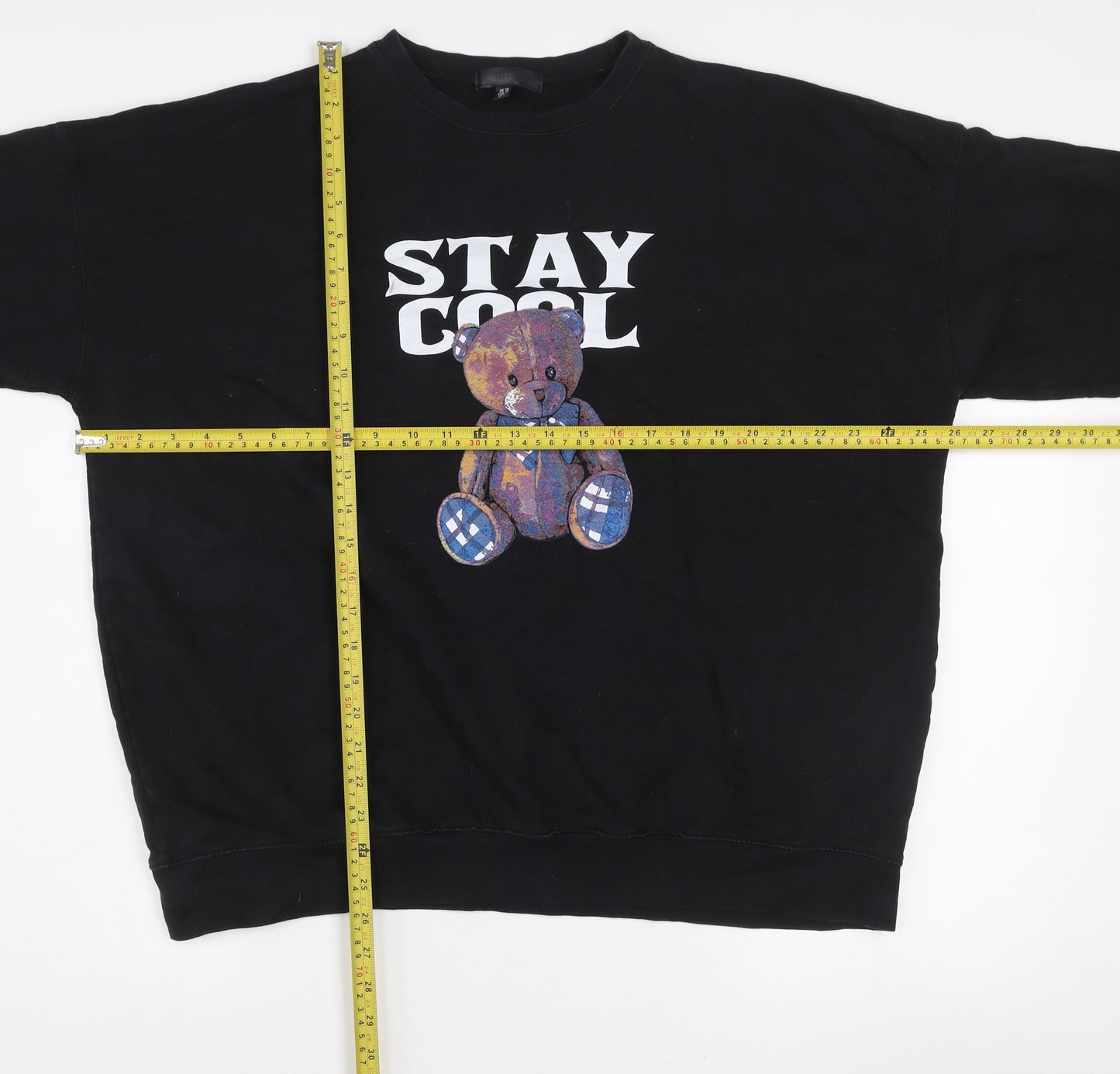 Missguided Women Black UK 10 Pullover Sweatshirt Stay Cool Teddy Graphic