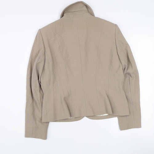 Paul Costelloe Women Beige Virgin Wool Single-Breasted Blazer UK 16