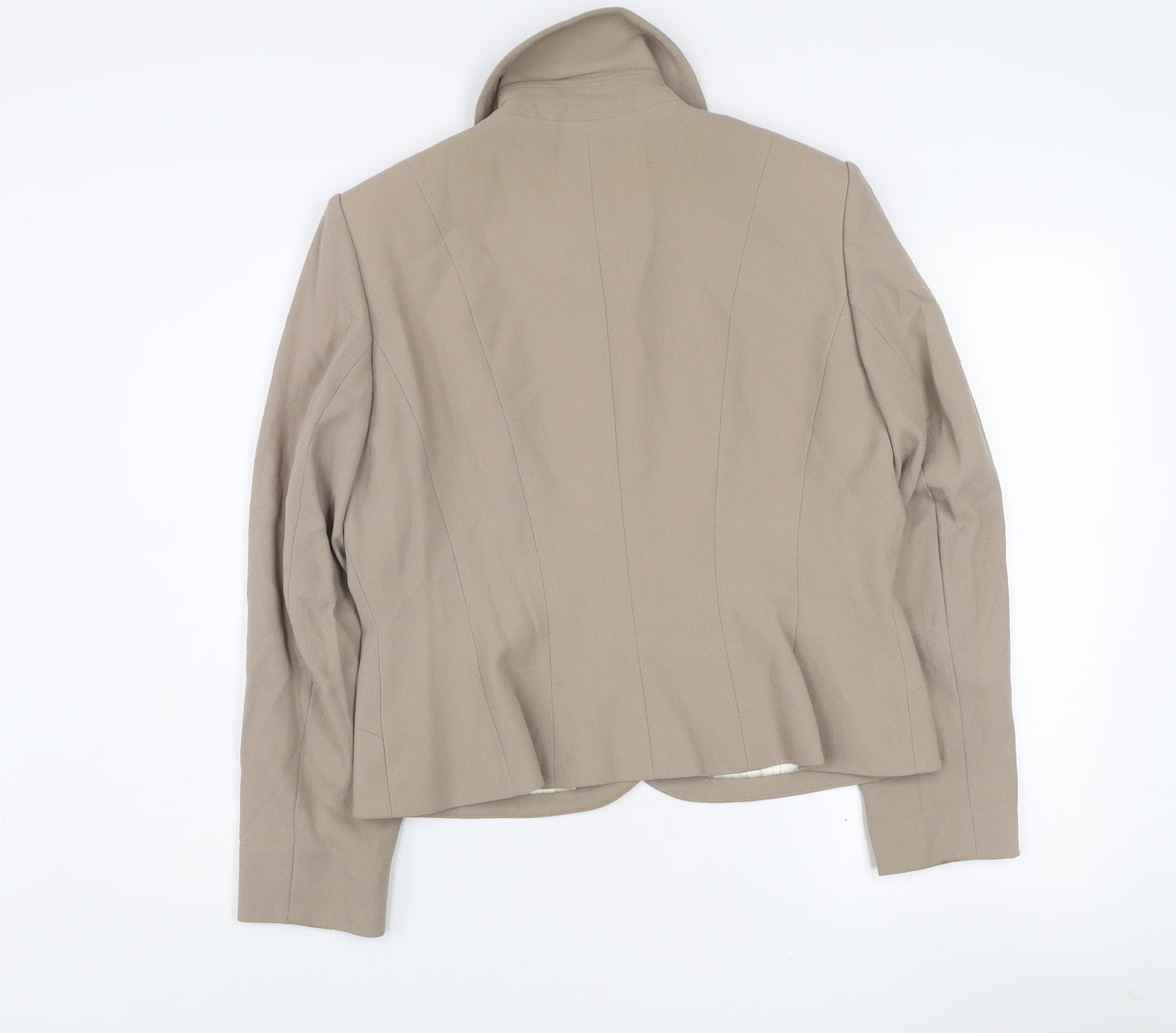 Paul Costelloe Women Beige Virgin Wool Single-Breasted Blazer UK 16