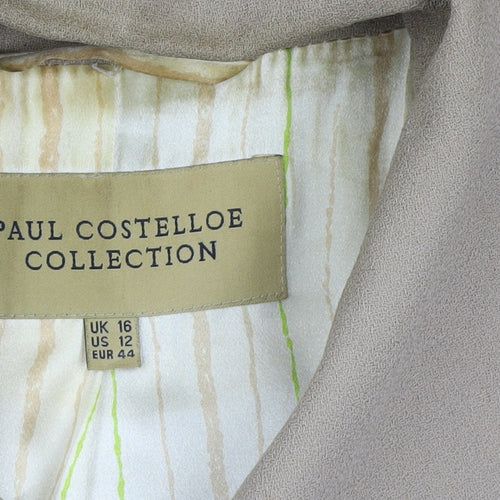 Paul Costelloe Women Beige Virgin Wool Single-Breasted Blazer UK 16