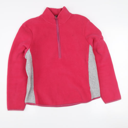 GAP Girls Pink Fleece 1/2 Zip Pullover Sweatshirt L Stretch Fit