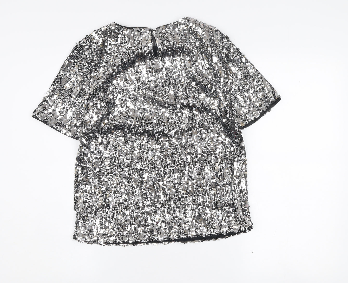 Marks and Spencer Women's Silver Sequin Short Sleeve Blouse Size 6