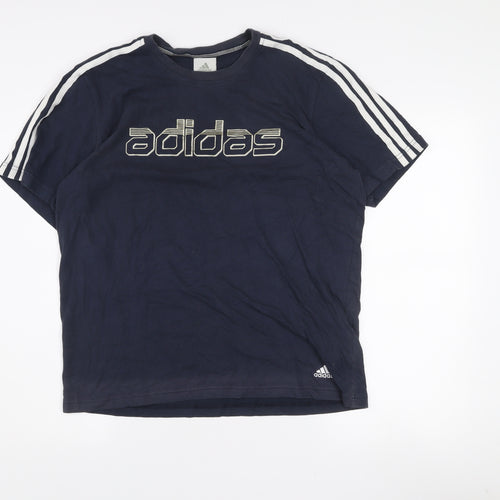 Adidas Men's Blue Short Sleeve Graphic Sports T-Shirt M