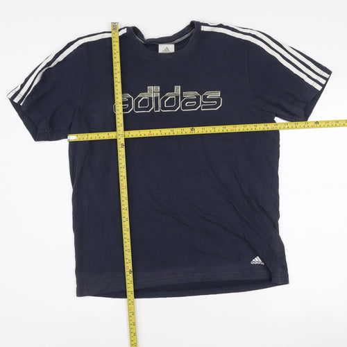 Adidas Men's Blue Short Sleeve Graphic Sports T-Shirt M