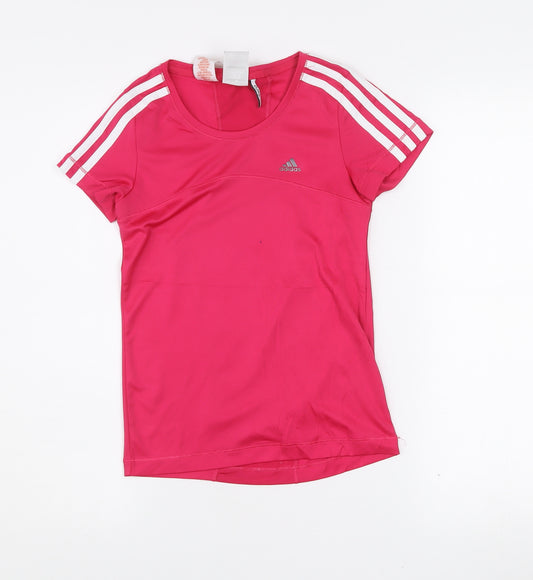 Adidas Teens Pink Climalite Short Sleeve Active T-Shirt L