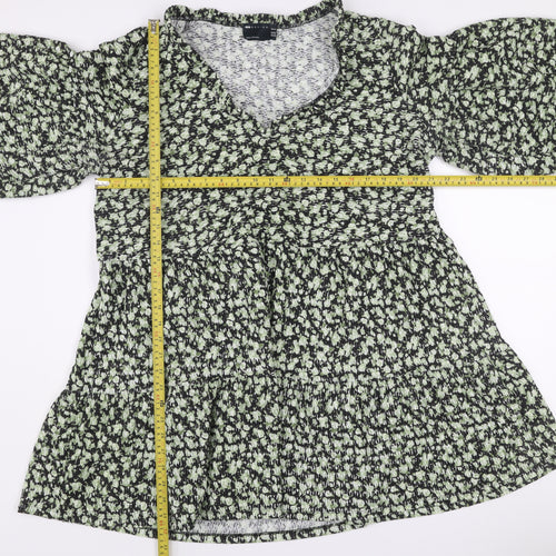 ASOS Design Curve Green Floral Smocked A-Line Dress Size 18