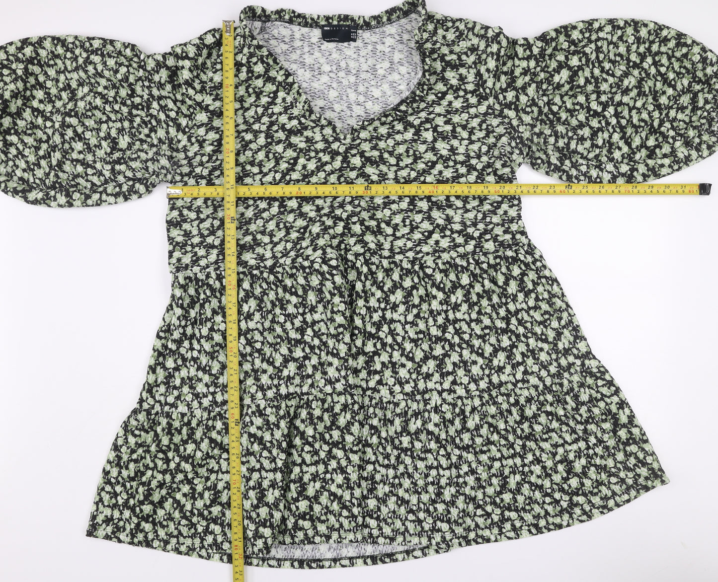 ASOS Design Curve Green Floral Smocked A-Line Dress Size 18