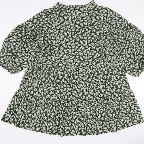 ASOS Design Curve Green Floral Smocked A-Line Dress Size 18