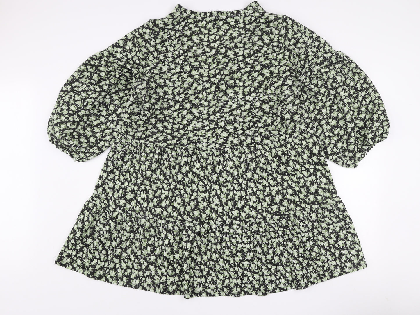 ASOS Design Curve Green Floral Smocked A-Line Dress Size 18