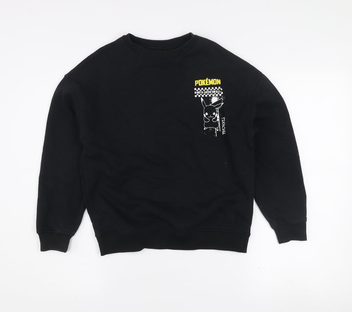 Marks and Spencer Boys Black Pokemon Pikachu Pullover Sweatshirt 9-10 Years