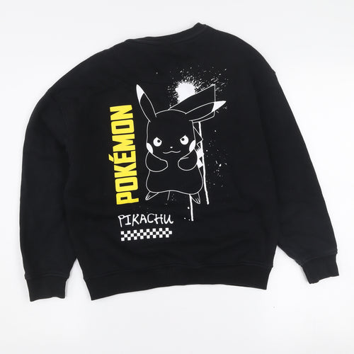 Marks and Spencer Boys Black Pokemon Pikachu Pullover Sweatshirt 9-10 Years