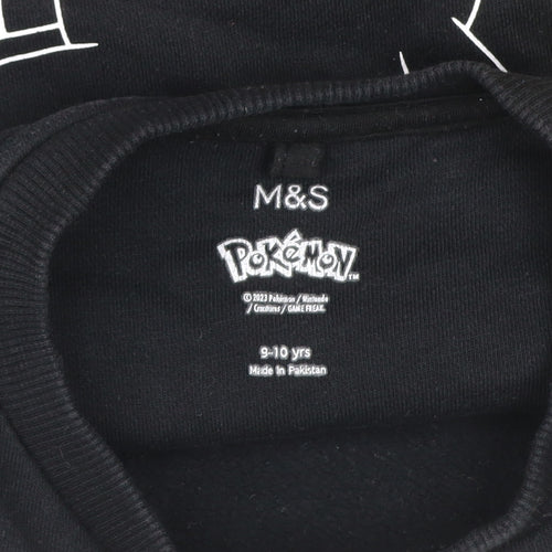 Marks and Spencer Boys Black Pokemon Pikachu Pullover Sweatshirt 9-10 Years
