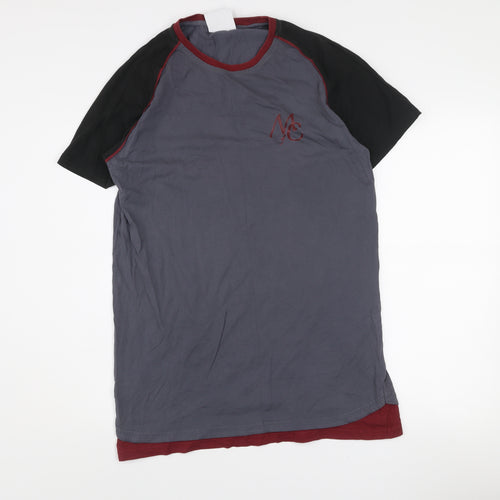 Masters of Ceremony Men's Grey Crew Neck Colourblock T-Shirt M