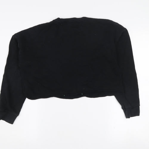 Miss Selfridge Petites Black Floral Embroidered Cotton Jumper UK 10