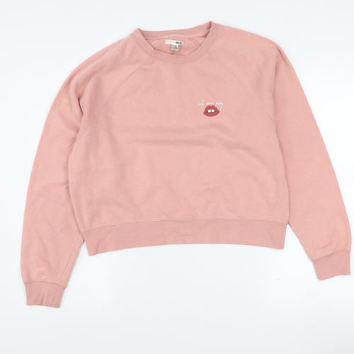 Amuse Society Womens Pink Graphic Pullover Sweatshirt Size 10