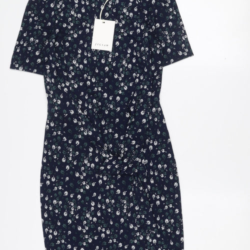 Jigsaw Women’s Blue Floral Bodycon Knee Length Dress Size S