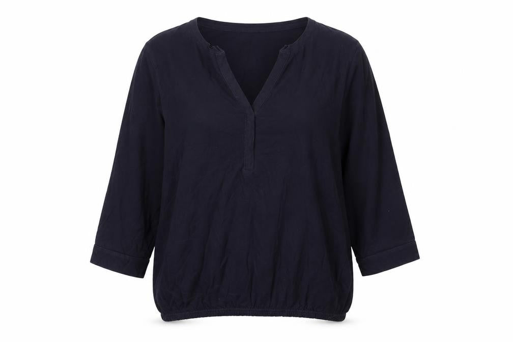 Cotton Traders Women's Navy Blue 3/4 Sleeve Cotton Tunic Blouse Size 16