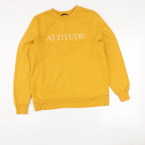 Dunnes Stores Mustard Attitude Sweatshirt Womens Small Cotton Blend