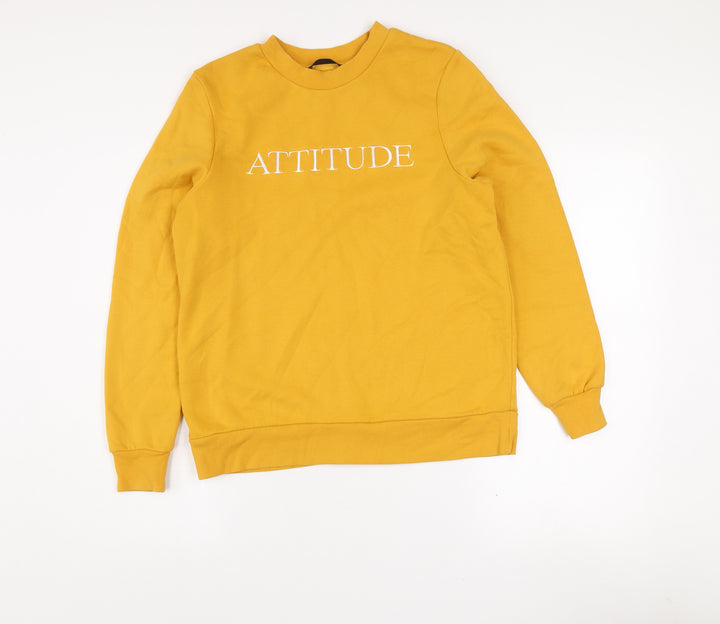 Dunnes Stores Mustard Attitude Sweatshirt Womens Small Cotton Blend