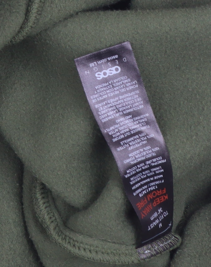 ASOS Design Men's Green Fleece Jogger Trousers Size M Relaxed Fit