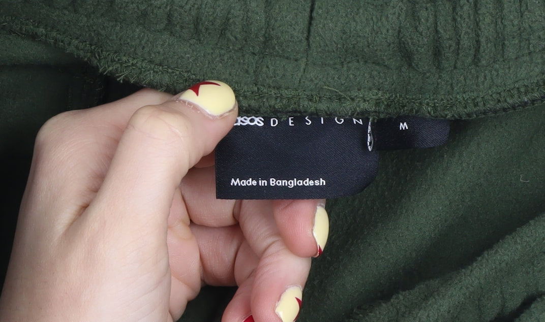 ASOS Design Men's Green Fleece Jogger Trousers Size M Relaxed Fit