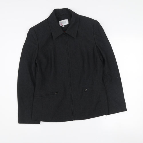Next Women's Black Zip-Up Collared Blazer Jacket Size 12