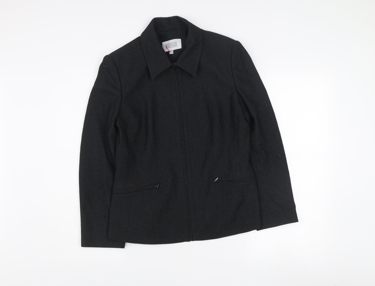 Next Women's Black Zip-Up Collared Blazer Jacket Size 12