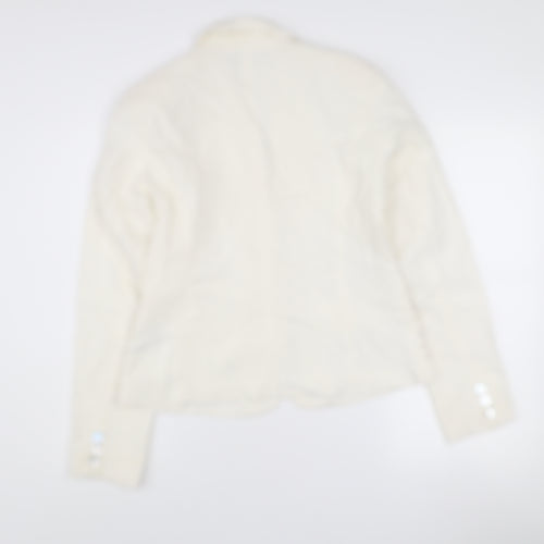b.young Women Ivory Linen Blend Tailored Blazer Size 10