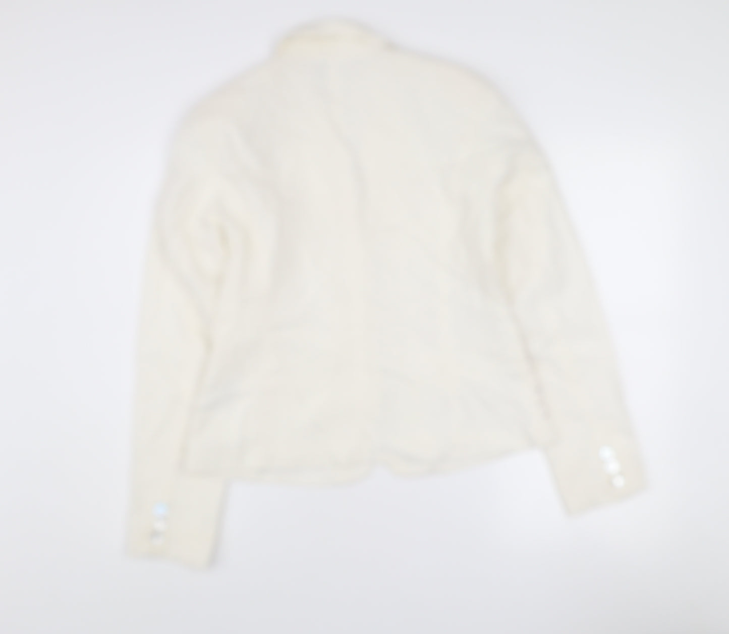 b.young Women Ivory Linen Blend Tailored Blazer Size 10