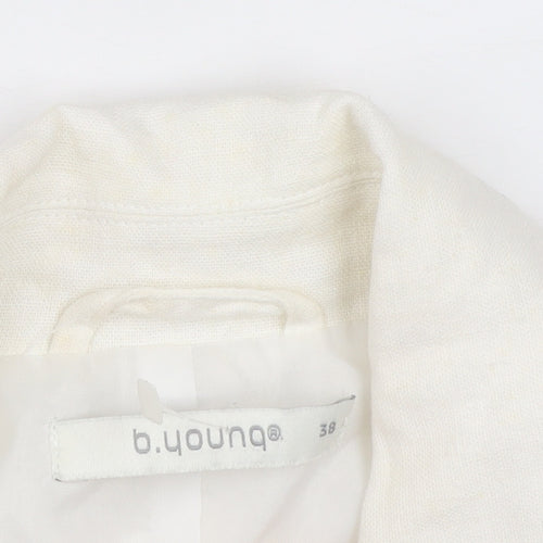 b.young Women Ivory Linen Blend Tailored Blazer Size 10