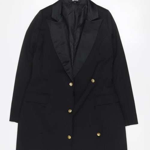 Missguided Women’s Black Double-Breasted Long Blazer Size 10