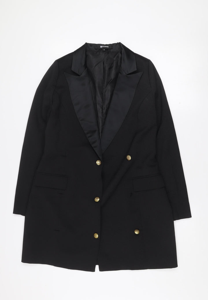 Missguided Women’s Black Double-Breasted Long Blazer Size 10