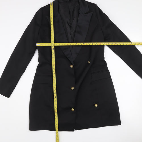 Missguided Women’s Black Double-Breasted Long Blazer Size 10