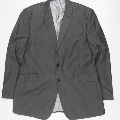 Burton Men's Grey Suit Jacket 46R Two-Button Classic Fit