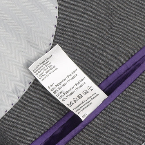 Burton Men's Grey Suit Jacket 46R Two-Button Classic Fit