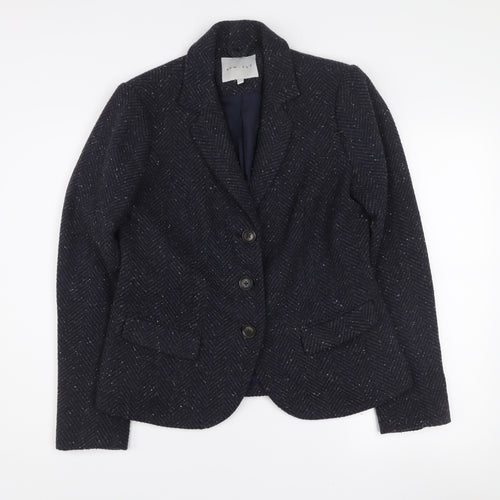 Kew 159 Women's Blue Wool Blend Tweed Blazer UK 12 Classic Single-Breasted Jacket