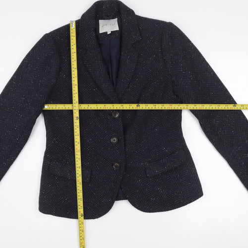 Kew 159 Women's Blue Wool Blend Tweed Blazer UK 12 Classic Single-Breasted Jacket